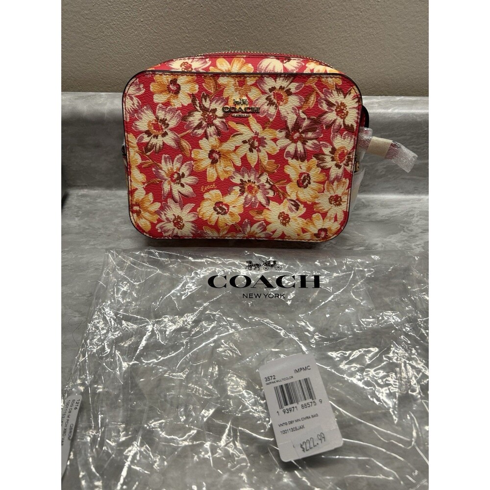Coach Mini Camera Bag Daisy Floral Print Crossbody Handbag 3572 Pink Multi NWT